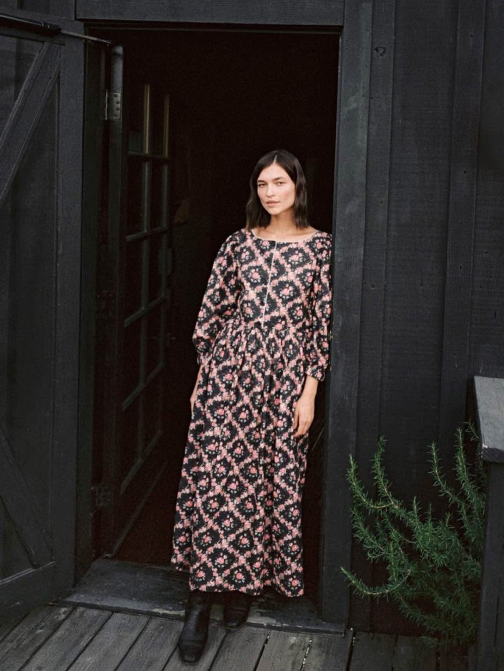 Christy Dawn Anastasia Dress: Pink and Black Floral Maxi Dress